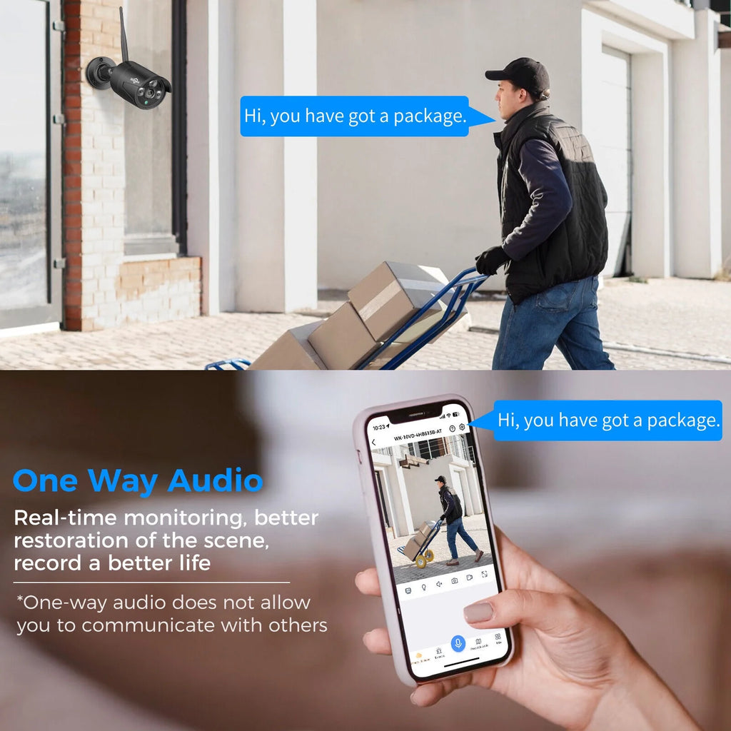 Security Camera System with 10.1'' Monitor, 1TB Hard Drive, 10 Channel NVR, 4Pcs Wireless Wi-Fi with Audio Recording, Waterproof, Night Vision, Home Security Camera (Supports Only 2.4Ghz Wifi)