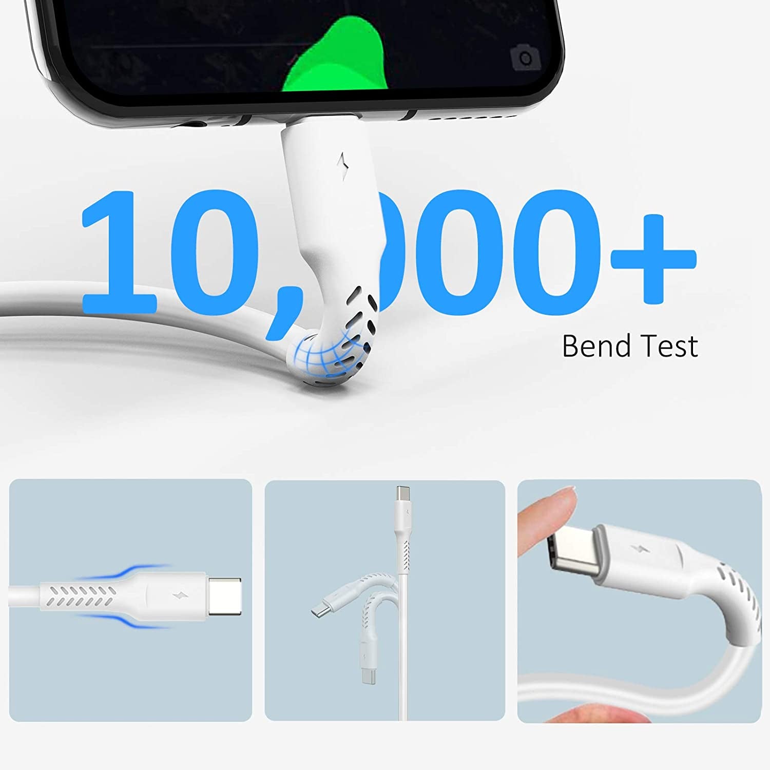 4 Inch USB C Cord Short 5 Pack Durable USB a to USB Type C Cable Fast Charging for Charging Station Compatible with Samsung Galaxy Note 10 20 S10 S20 A20 plus LG (White)