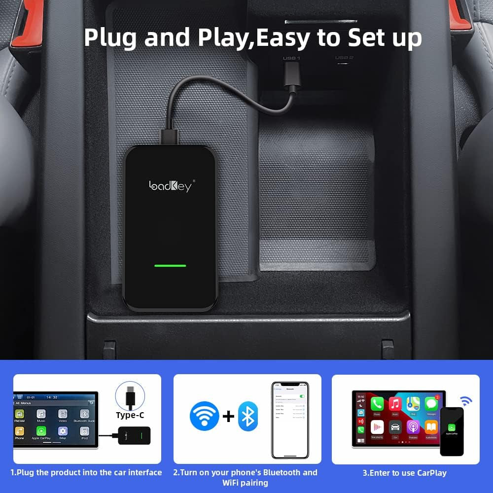 New Version  Wireless Carplay Adapter Dongle for Factory Apple Carplay Cars,Fit for Iphone 6 or Newer,Auto-Connection,Over-The-Air Upgrade,Car Link Convert Your Factory Carplay to Wireless