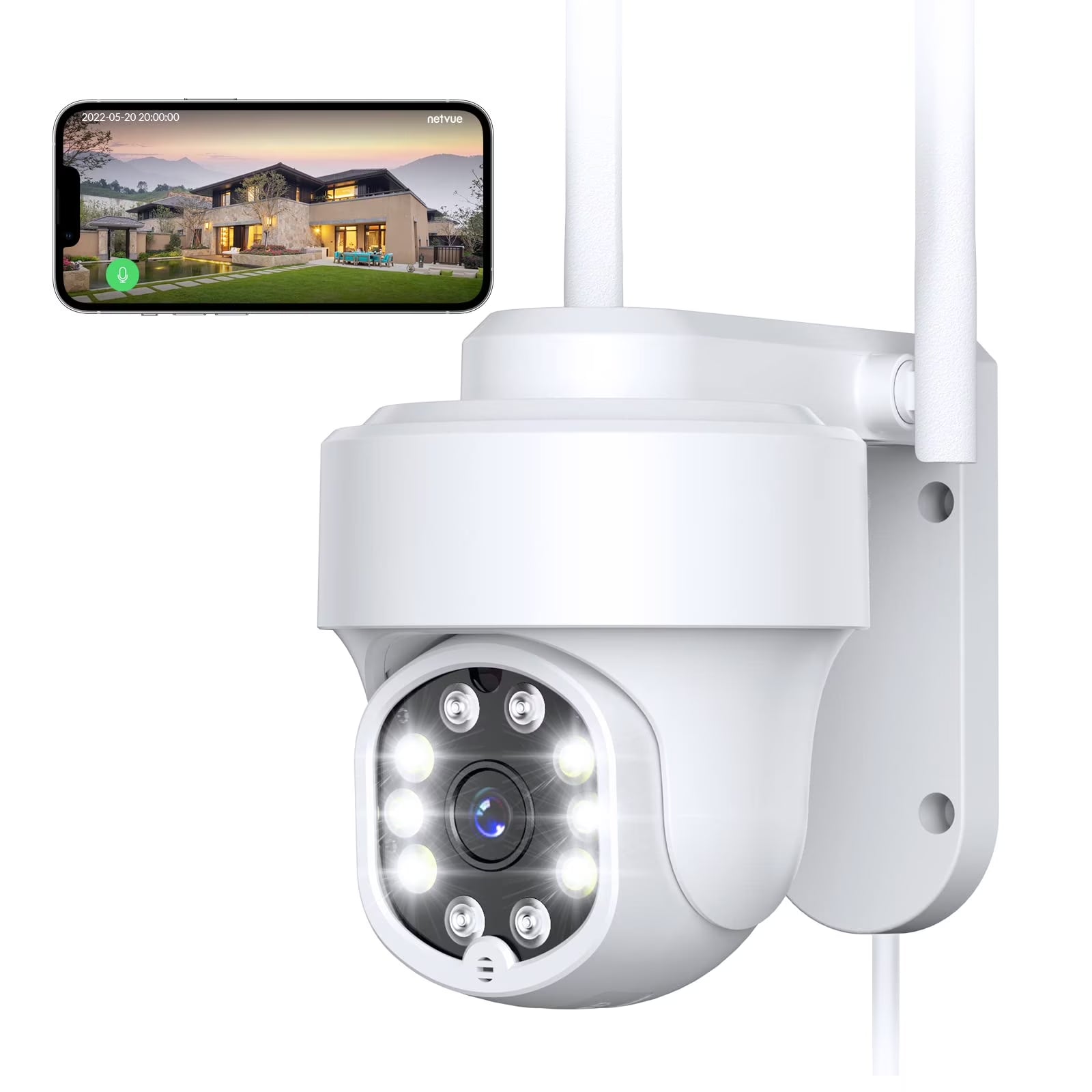 Security Cameras Wireless Wi-Fi,  360° View Home Surveillance Outdoor Cameras, Only 2.4G Wifi