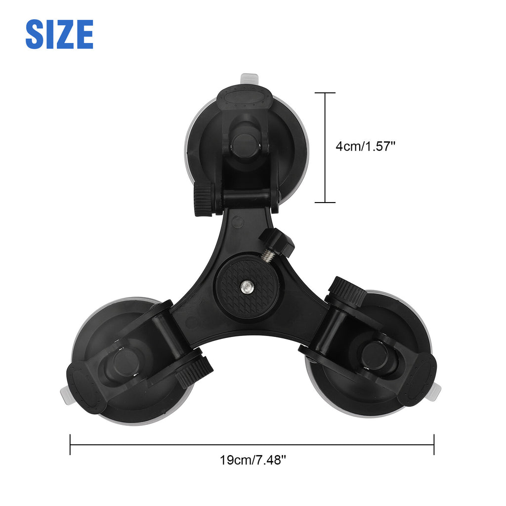 Triple Suction Cup Car Holder Mount for Gopro Hero 10 9 8 7 6 5 DJI OSMO Camera