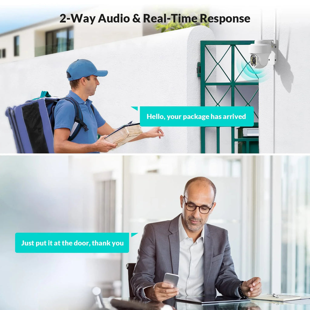 Security Cameras Wireless Wi-Fi,  360° View Home Surveillance Outdoor Cameras, Only 2.4G Wifi