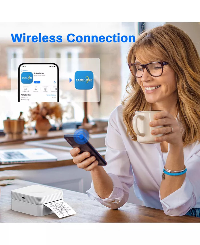 Nelko PM230 Mini Bluetooth Sticker Printer Â Portable Thermal Printer with 3 Paper Rolls, Templates for Phone/Tablet Â Easy Labeling Anywhere