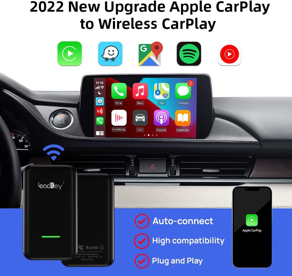 New Version  Wireless Carplay Adapter Dongle for Factory Apple Carplay Cars,Fit for Iphone 6 or Newer,Auto-Connection,Over-The-Air Upgrade,Car Link Convert Your Factory Carplay to Wireless