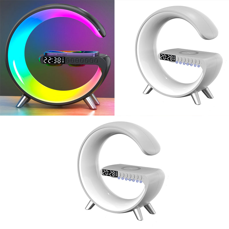 G Shaped LED Lamp Bluetooth Speaker Wireless Charger Atmosphere Lamp App Control for Bedroom Home Decor