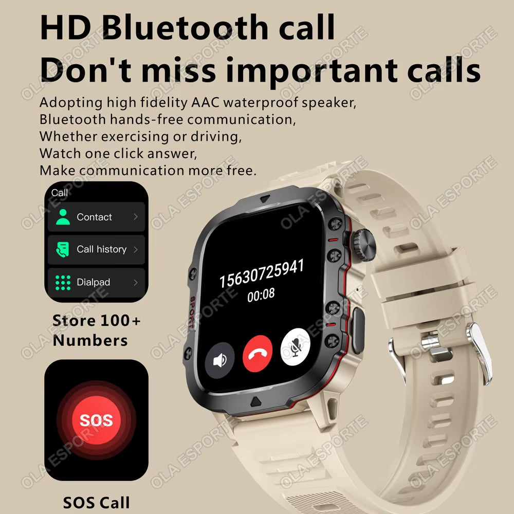 Original Men Smartwatch Flashlight Bluetooth Call Fitness Clock IP68 Waterproof Sports Men for Android IOS Smart Watch 2025 New