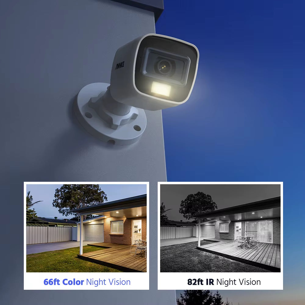5MP Smart Light Video Surveillance Cameras 5MP Bullet Cameras Audio Recording Outdoor Weatherproof Security Cameras