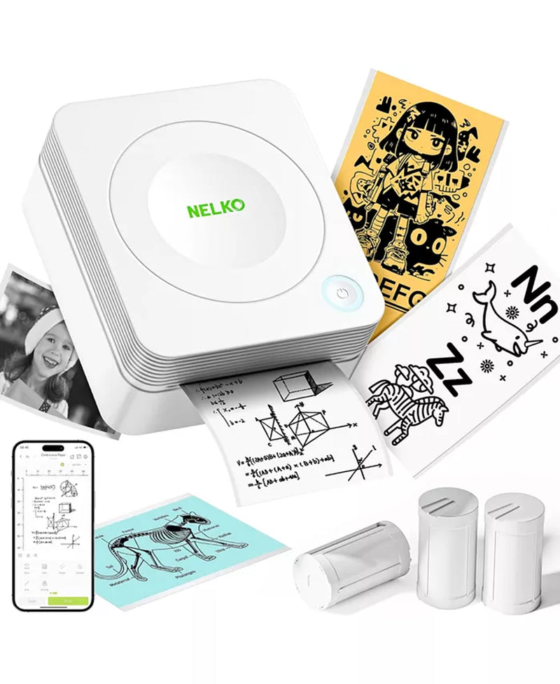Nelko PM230 Mini Bluetooth Sticker Printer Â Portable Thermal Printer with 3 Paper Rolls, Templates for Phone/Tablet Â Easy Labeling Anywhere