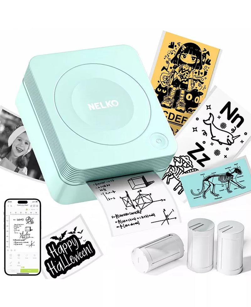 Nelko PM230 Mini Bluetooth Sticker Printer Â Portable Thermal Printer with 3 Paper Rolls, Templates for Phone/Tablet Â Easy Labeling Anywhere