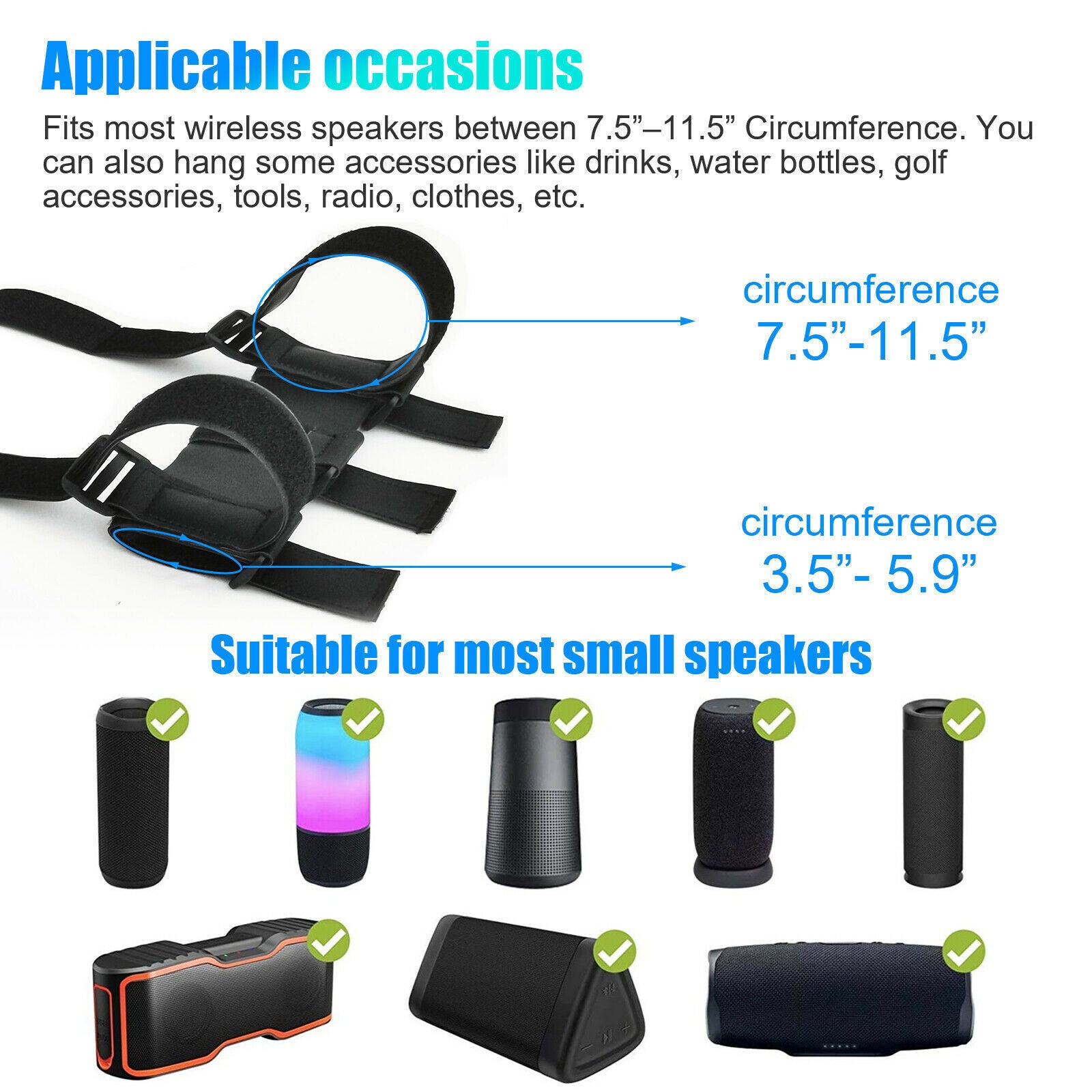 Bluetooth Speaker Mount Bike Adjustable Strap Accessories For Golf Cart Bicycle