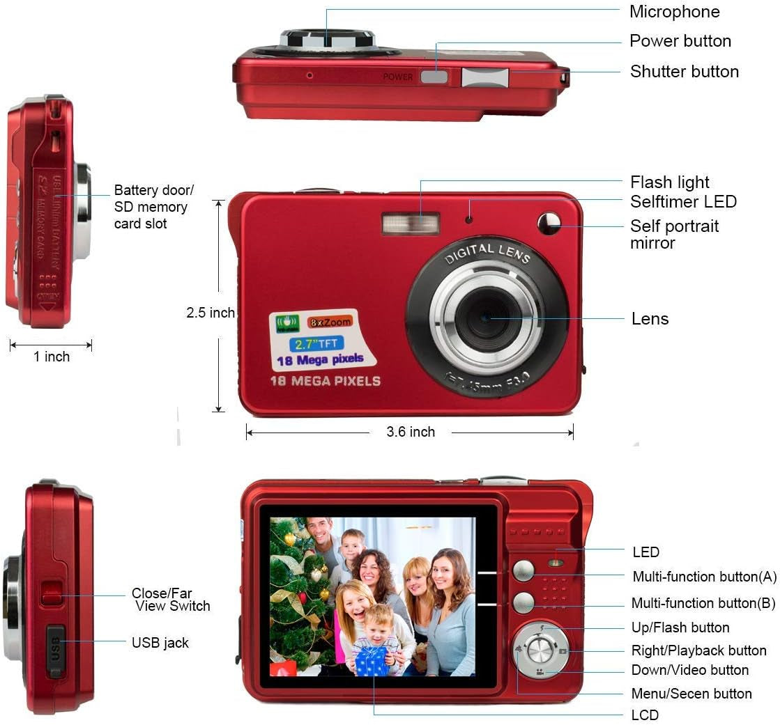 HD Mini Digital Cameras,Point and Shoot Digital Cameras for Kids Students Beginners-Birthday Xmas Gifts