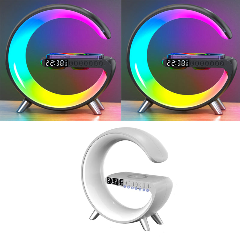 G Shaped LED Lamp Bluetooth Speaker Wireless Charger Atmosphere Lamp App Control for Bedroom Home Decor